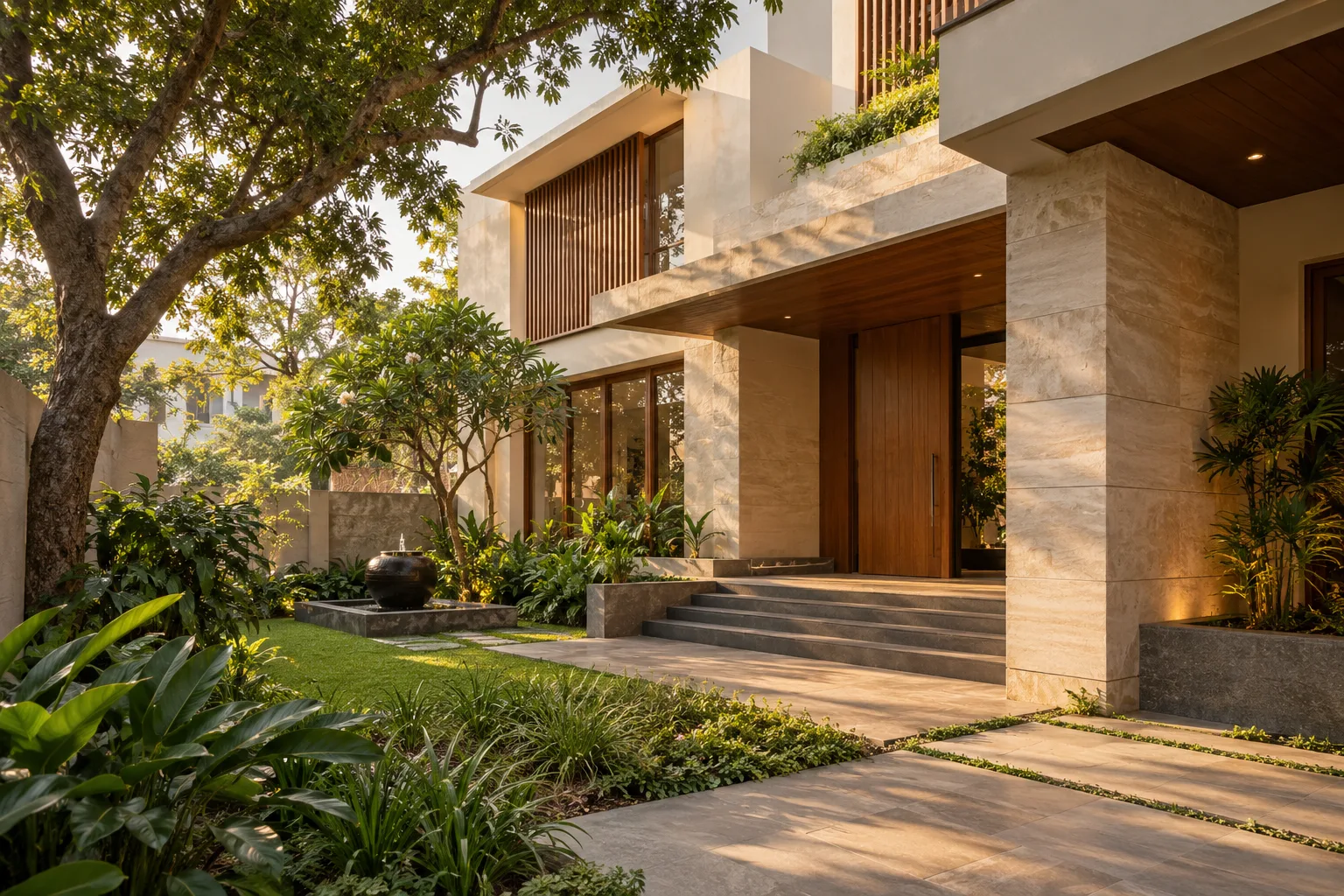 Landscaped contemporary residence